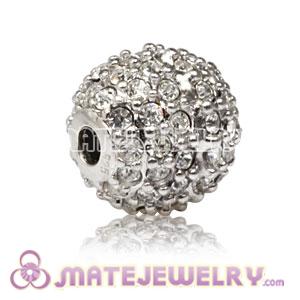 10mm Sterling Silver Disco Ball Bead Pave white Austrian Crystal Sambarla Style