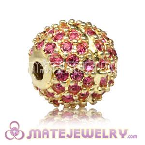 10mm Gold plated Sterling Silver Disco Ball Bead Pave Rose Austrian Crystal Sambarla Style