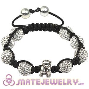 2011 latest child Tresor Bracelets with white pave crystal and Silver Teddy Bear Bead
