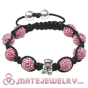 2011 latest child Tresor Bracelets with Pink pave crystal and Silver Teddy Bear Bead