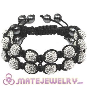 Fashion Handmade Tresor Bracelets with white Czech Crystal and Hematite beads 