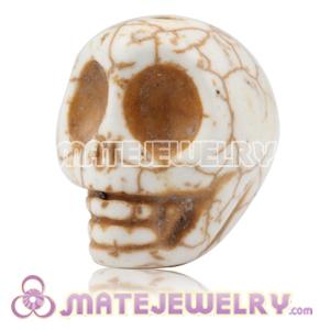 17×18mm Sambarla Style Beige Turquoise Skull Head Ball Beads 