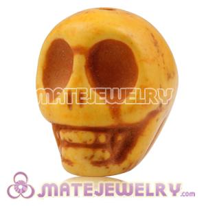 17×18mm Sambarla Style Yellow Turquoise Skull Head Ball Beads 