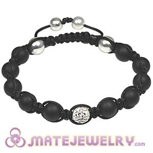 Black Onyx Tresor mens bracelets with Pave crystla and sterling silver bead