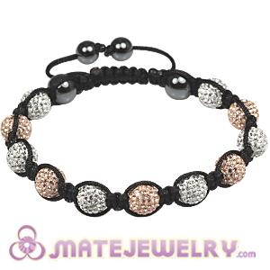 2011 Latest Tresor mens bracelets with Pave white-pink crystal bead and Hemitite 