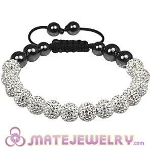 2011 Latest Tresor mens bracelets with Pave white crystal bead and Hemitite 