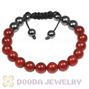Fashion TresorBeads mens bracelets with Red agate and Hemitite 