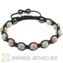 Fashion TresorBeads mens bracelets with Pave white-pink crystal bead and Hemitite
