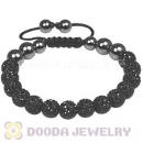 Fashion TresorBeads mens bracelets with Pave Black crystal bead and Hemitite