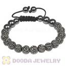 Fashion TresorBeads mens bracelets with Pave Gray crystal bead and Hemitite