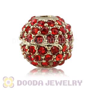 10mm Copper Disco Ball Bead Pave Red Austrian Crystal handmade Style