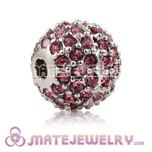 10mm Copper Disco Ball Bead Pave Pink Austrian Crystal Sambarla Style