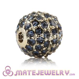 10mm Copper Disco Ball Bead Pave Ink Blue Austrian Crystal Sambarla Style