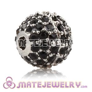 10mm Copper Disco Ball Bead Pave Black Austrian Crystal Sambarla Style