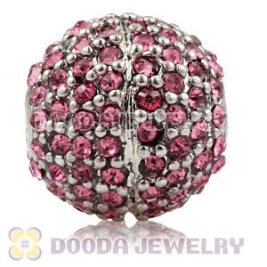 12mm Copper Disco Ball Bead Pave Pink Austrian Crystal handmade Style