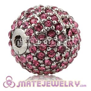 12mm Copper Disco Ball Bead Pave Pink Austrian Crystal Sambarla Style