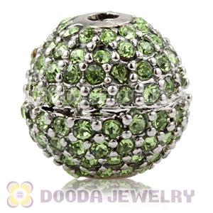 12mm Copper Disco Ball Bead Pave Green Austrian Crystal handmade Style