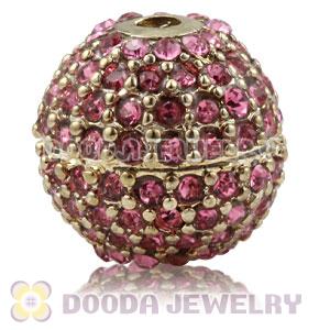 12mm Copper Disco Ball Bead Pave Pink Austrian Crystal handmade Style