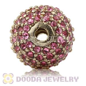 12mm Copper Disco Ball Bead Pave Pink Austrian Crystal handmade Style