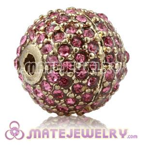 12mm Copper Disco Ball Bead Pave Pink Austrian Crystal Sambarla Style