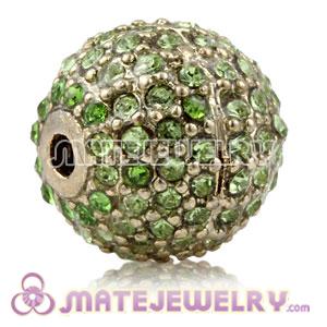 12mm Gold plated Copper Disco Ball Bead Pave Green Austrian Crystal Sambarla Style