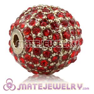 12mm Gold plated Copper Disco Ball Bead Pave Red Austrian Crystal Sambarla Style
