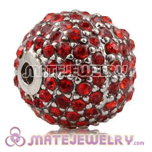12mm Copper Disco Ball Bead Pave Red Austrian Crystal Sambarla Style