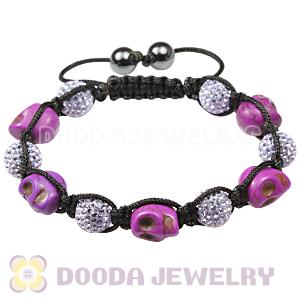 Skull Head Inspired String Bracelets with Pave Czech Crystal and Hemitite 
