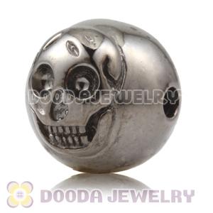 10×11mm Gun black plated Sterling Silver Skull Head Ball Bead 