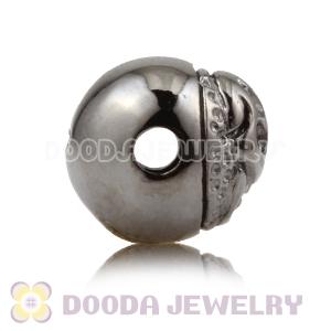  8×9mm Gun black plated Sterling Silver Skull Head Ball Bead 
