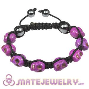 Purple Turquoise Skull Head Ladies Macrame Bracelets with Hemitite