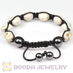 Beige Turquoise Skull Head Ladies String Bracelets with Hemitite 