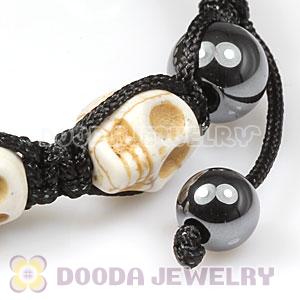 Beige Turquoise Skull Head Ladies String Bracelets with Hemitite 