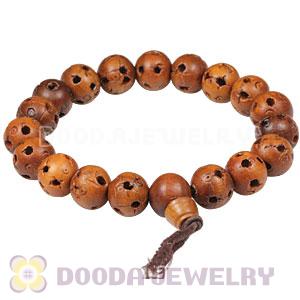 10mm Peach Wooden Beads Tibetan Buddhist Prayer Bracelet Wrist Mala
