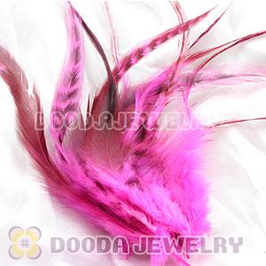Natural Striped Pink Strung Rooster Feather Hair Extension Wholesale