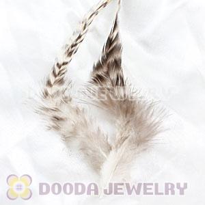 Natural Striped Ivory Strung Rooster Feather Hair Extension Wholesale
