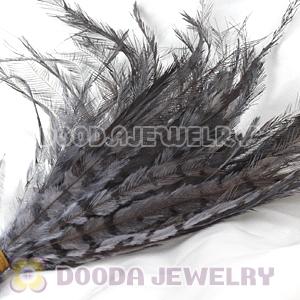Black Thin Striped Grizzly Bird Feather Hair Extension Wholesale