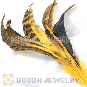 Natural Yellow Barred Plymouth Rock Rooster Feather Hair Extensions Wholesale