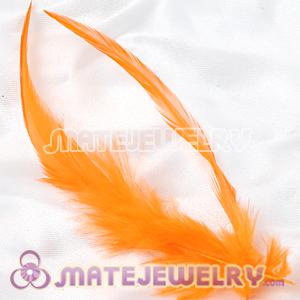 Orange Short Solid Rooster Feather Hair Extensions 