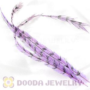 Lavender Thin Striped Grizzly Bird Feather Hair Extension Wholesale