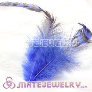 Wholesale Natural Striped Royal Blue Grizzly Rooster Feather Hair Extensions 