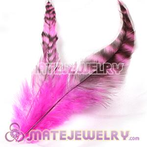 Wholesale Natural Striped Magenta Grizzly Rooster Feather Hair Extensions 