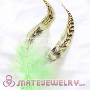 Wholesale Natural Striped Green Grizzly Rooster Feather Hair Extensions 