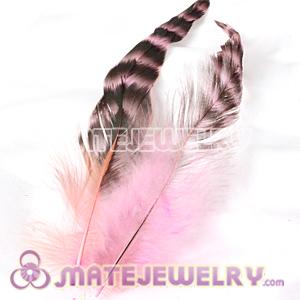 Wholesale Natural Striped Pink Grizzly Rooster Feather Hair Extensions 