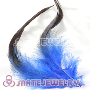 Wholesale Natural Short Navy Grizzly Rooster Feather Hair Extensions 