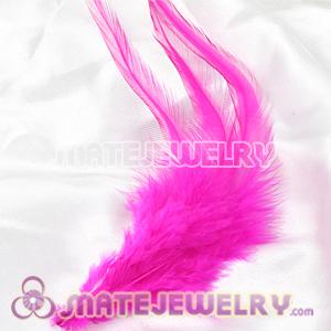 Wholesale Natural Short Magenta Grizzly Rooster Feather Hair Extensions 