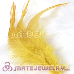 Wholesale Natural Short Yellow Grizzly Rooster Feather Hair Extensions 
