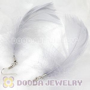 Natural Grizzly Fluff Rooster Feather Earrings With Alloy Fishhook Wholesale