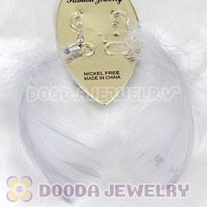 Natural Grizzly Fluff Rooster Feather Earrings With Alloy Fishhook Wholesale