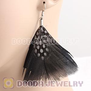 Black And Grizzly Flakes Feather Earrings With Alloy Fishhook Wholesale